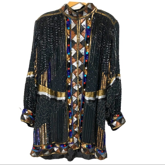 Art Deco Sequin Caftan Kimono Coat - Picture 16 of 16
